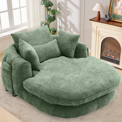 Oversized Chair, 72.6" Chaise Lounge Chair with Deep Seat, Soft Chenille Upholstery, High-Density Foam and Extra Pillows