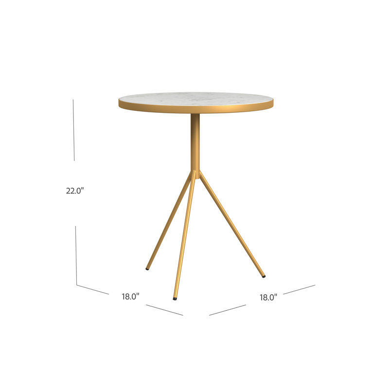 Ebern Designs Marble Top Side Table With Gold Base