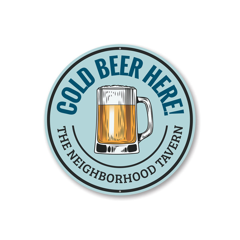 Plaque en aluminium «Cold Beer Here», H 18 po x l 18 po x P 0,06 po