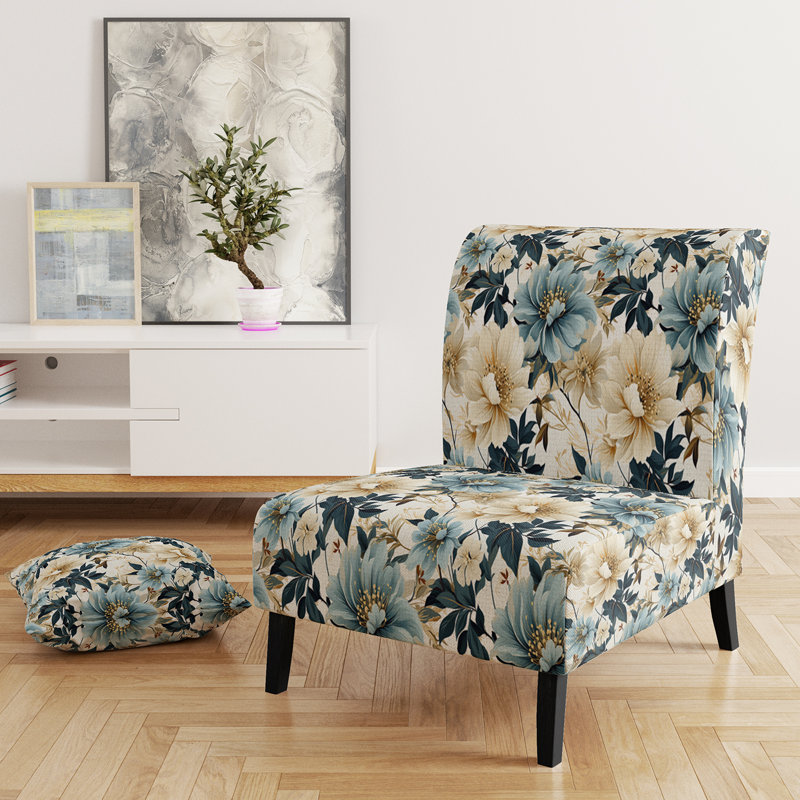 Fauteuil de chambre Sandy Beige et bleu Hydrangea Tranquility