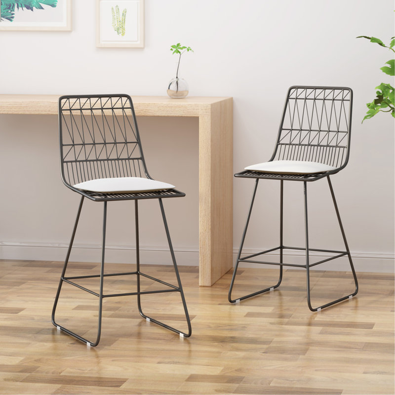 TABOURET DE COMPTOIR, Ivoire / Gris