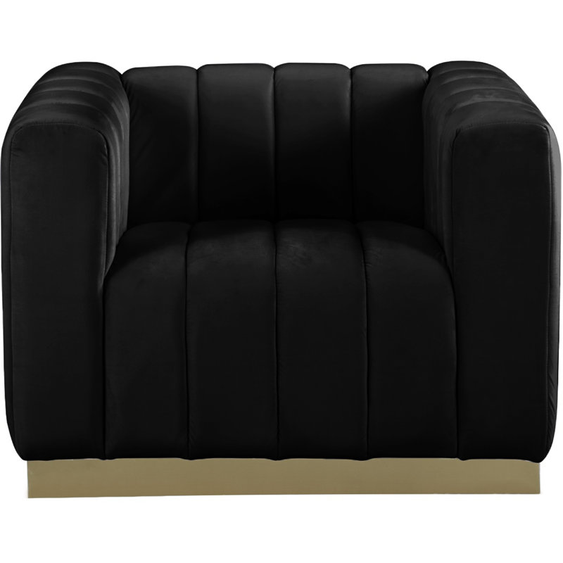 Fauteuil en velours de 38,5 po Tyneside, Velours noir