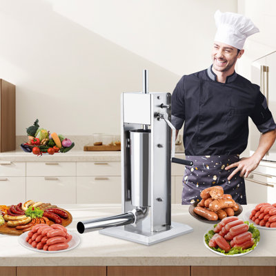 GarveeHome Sausage Stuffer, Manual 22LBS/10L Sausage Maker Machine, Meat Stuffer with Dual Speed, Stainless Steel Heavy Duty Sausage Filler with 5 Stuffing Tubes