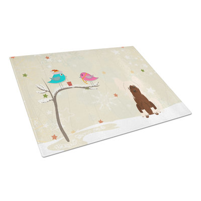 Caroline's Treasures Christmas Presents Glass Chinese Crested Cutting Board