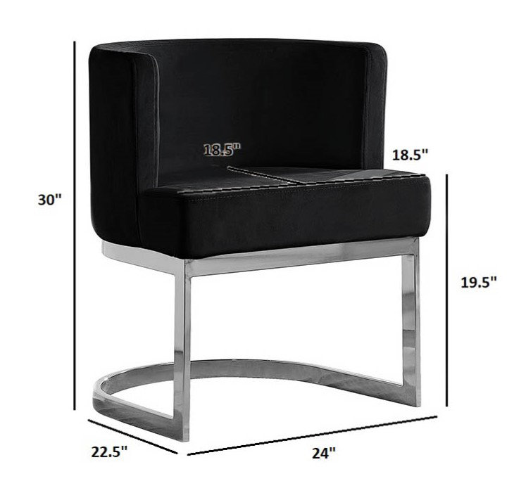 Chaise d'appoint en velours Dmitri, Noir, Argent