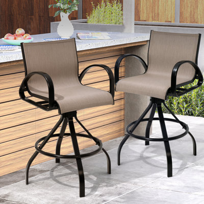 Tabouret de bar pivotant en aluminium pour l'extérieur 30 po avec Sunbrella (ensemble de 2)