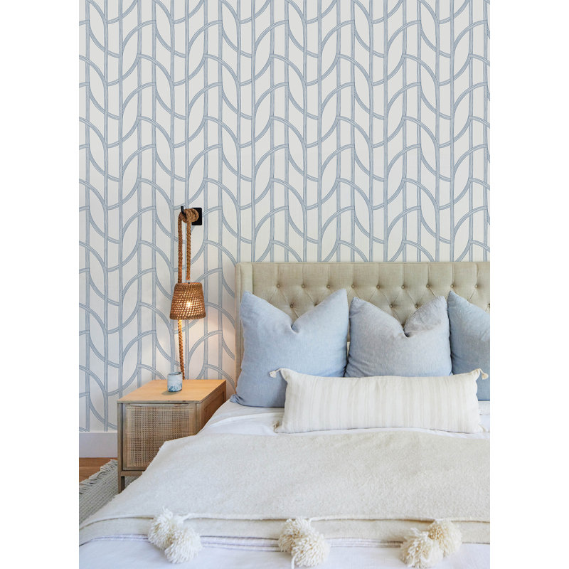 Salvo Curved Contours Wallpaper, Blue