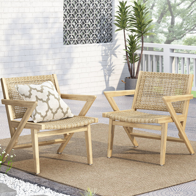 2 Outdoor Chairs In Brown - Built With Wood Seating  2  Structure