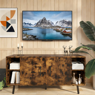 Modern Industrial Television Station, Classic Entertainment Center With Two Adjustable Shelves, Family Farmhouse TV, Living Room Bedroom Media Console