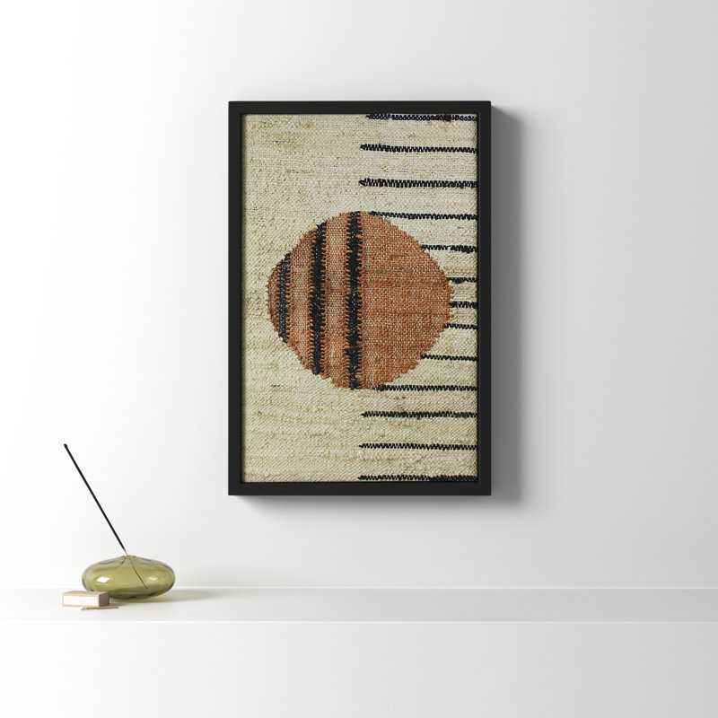 24'' Black and Beige Mango Wood Framed Wall Art
