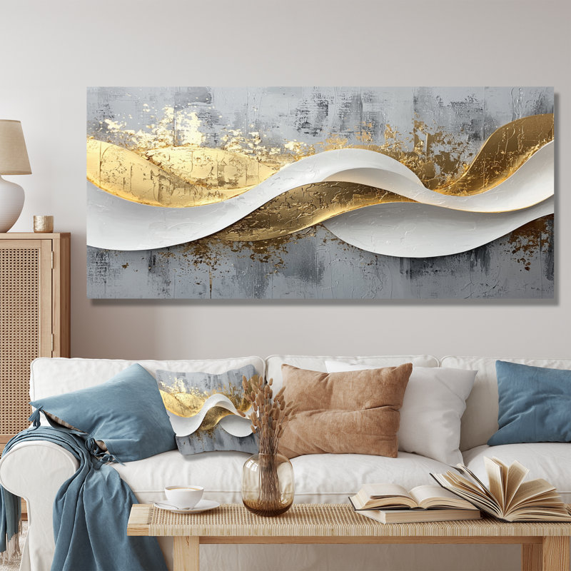 Amick V - Abstract Large Wall Art, Framed Wrapped Canvas, 28" H x 60" W, Does Not Apply
