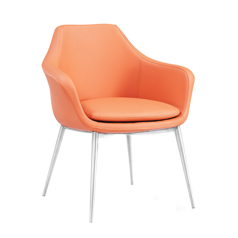 Chaise avec accoudoirs rembourrée Teegan, Orange, Acier inoxydable