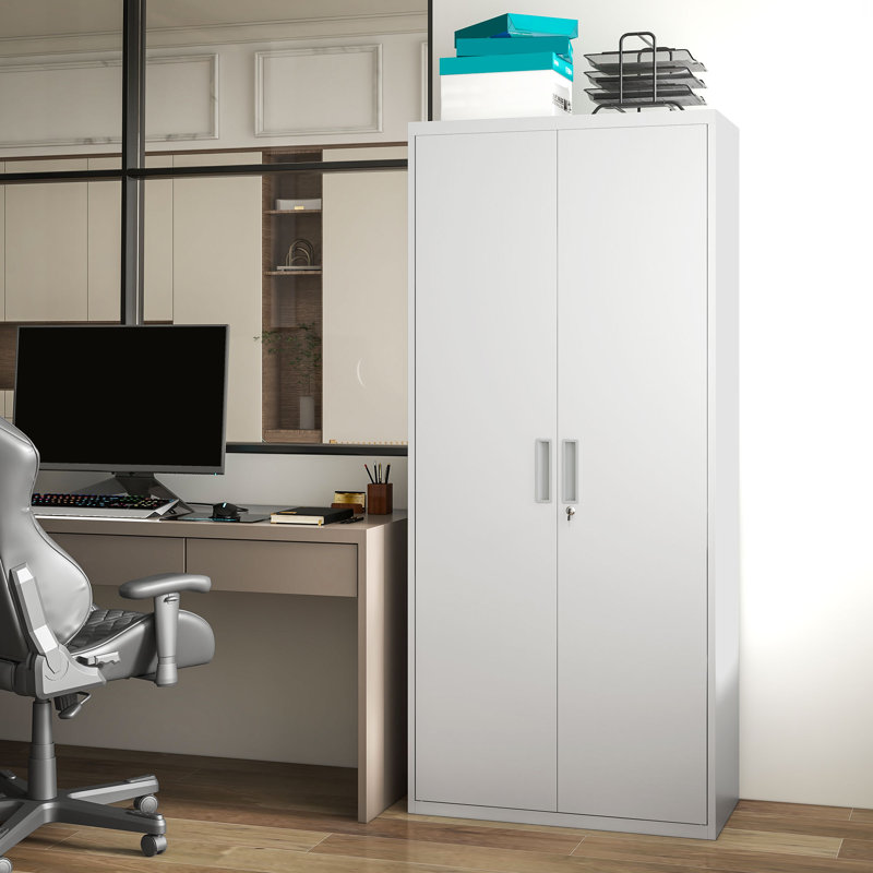 Gulas 5-Tier Metal Office Storage Cupboard 2-Door 80 x 40 x 180 cm White