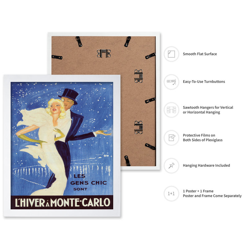 L'hiver à Monte-Carlo, Affiche, H 18 po x l 24 po, Encadrement blanc