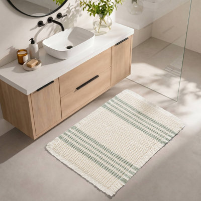 Tapis de bain gaufré Millstreet Aqua en polyester, une pièce, 45,7 x 76,2 cm