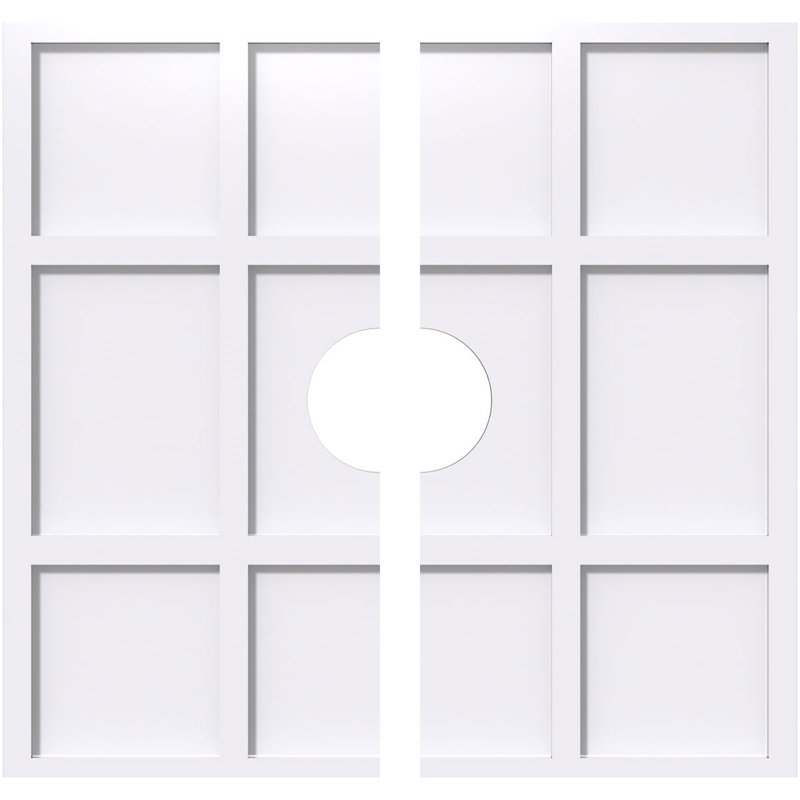 16"OD x 3"ID x 5 1/2"C x 1"P Rubik Architectural Grade PVC Contemporary Ceiling Medallion, Two Piece, 16" H x 16" W x 1" D