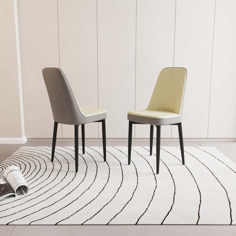 Chaises de salle à manger en similicuir, Blanc / Bleu