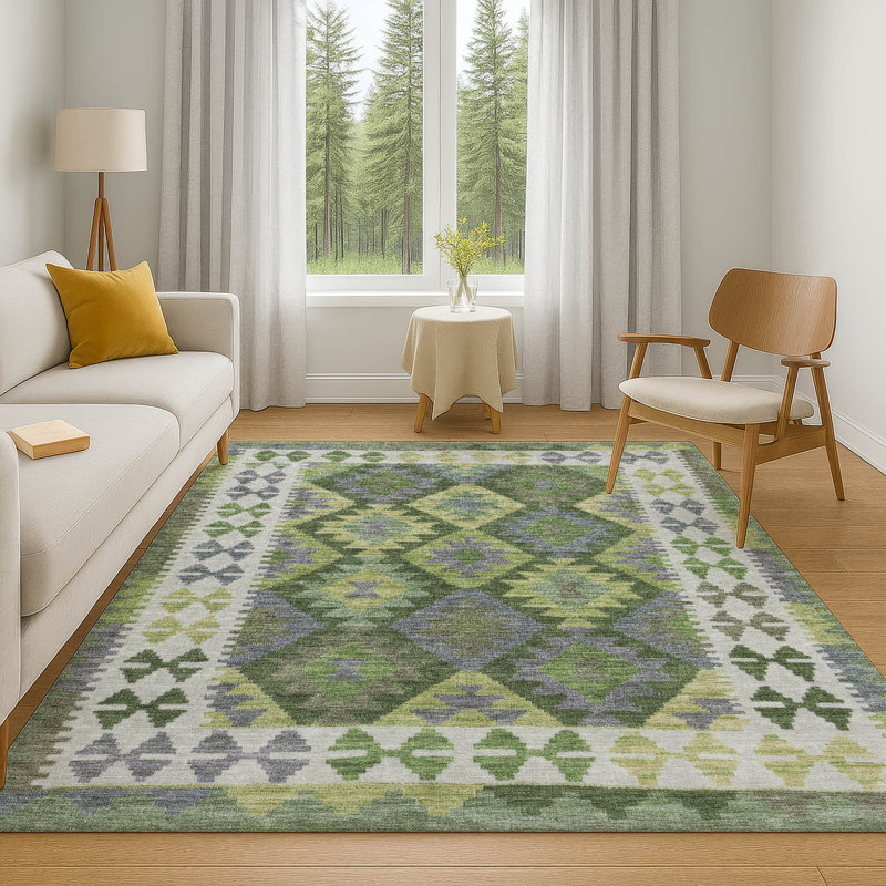 Premium Machine Washable Mayfield AMF1915 Tribal Rug, Rectangle 10' x 14'