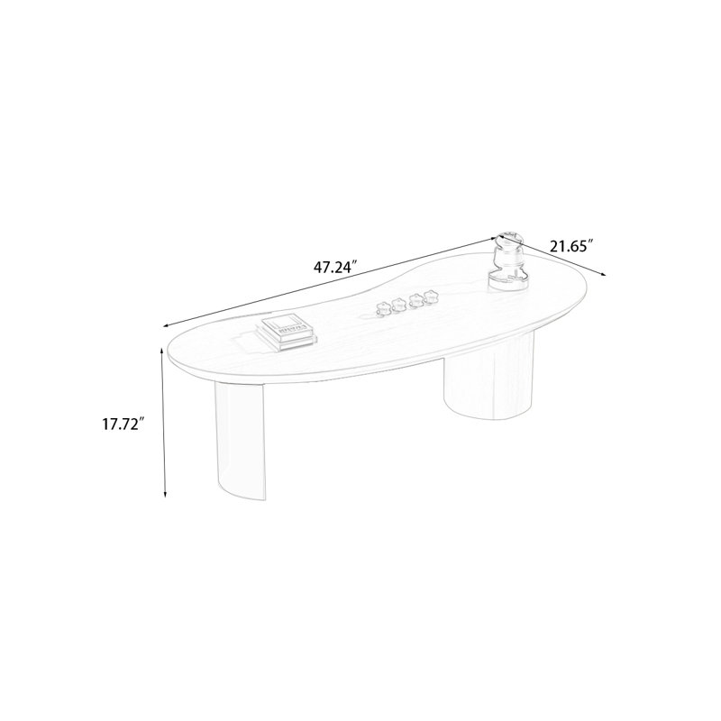 Table basse incurvée en bois massif et acrylique Burlywood, H 17,72 po x L 47,24 po x l 21,65 po