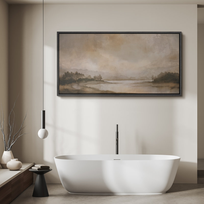 Grande impression sur toile encadrée, impression de paysage abstrait pour la décoration intérieure moderne, Noir