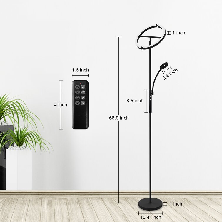 Dimmable Floor Lamp, Bright Tall Mother-Daughter LED with Remote