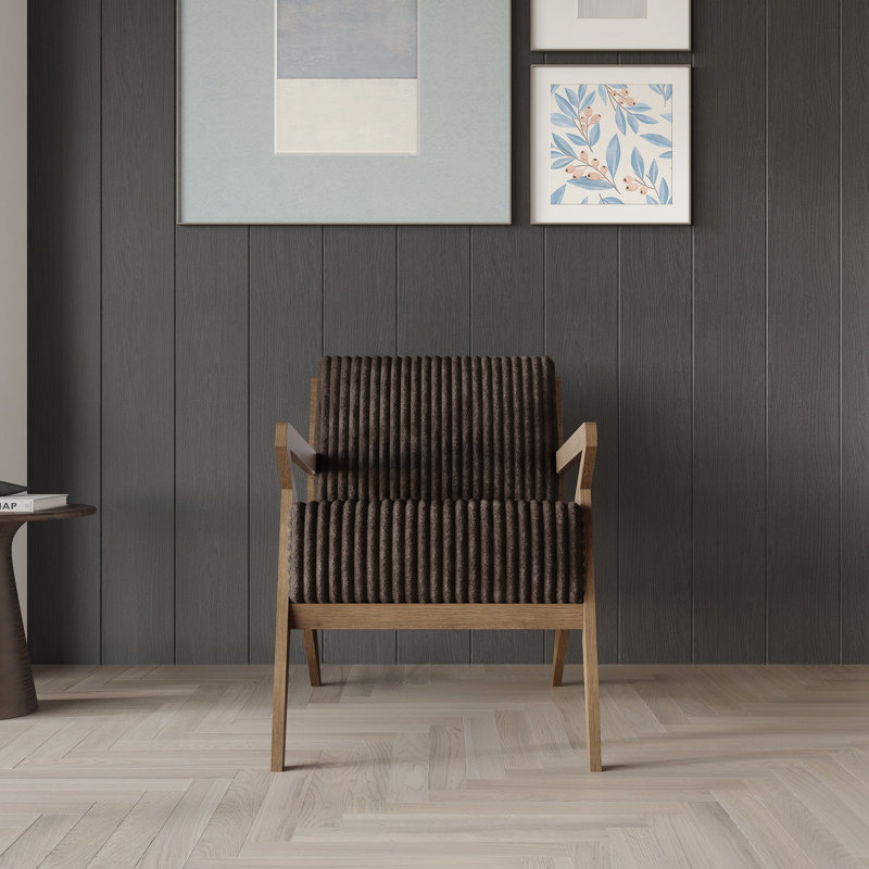 Fauteuil d'appoint en velours, Brun, Noyer