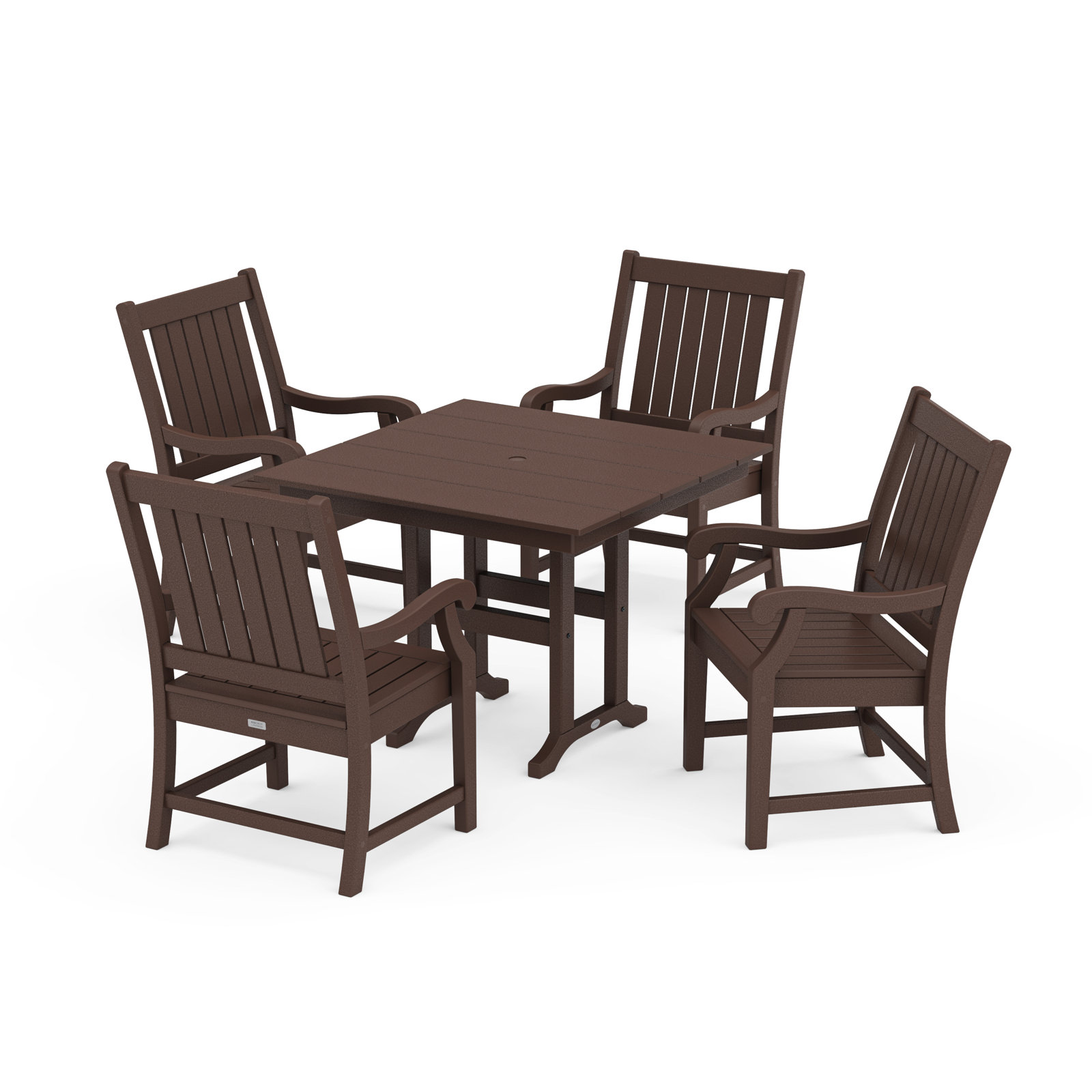 POLYWOOD x Birch Lane Verlyn 5-Piece Farmhouse Dining Set, Mahogany