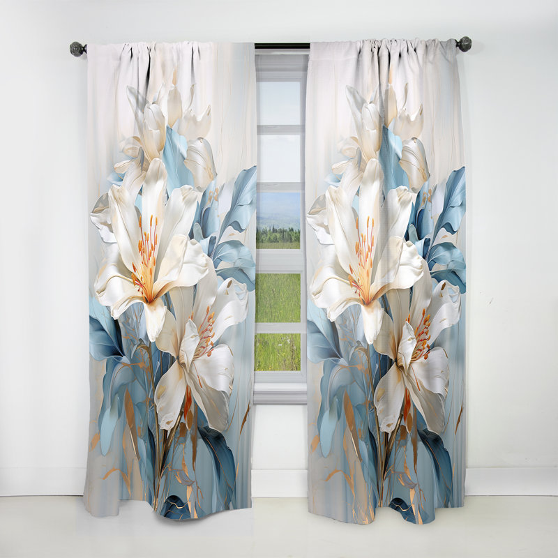 Toller Rhododendron Simplicity Bouquet Florals IV - Traditional Velvet Curtain - Room Darkening - 1 panel, 52" W x 108" L