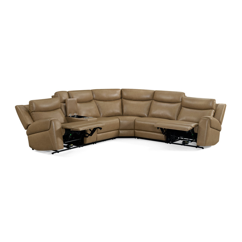 Canapé modulaire inclinable électrique 6 pièces Rudra, Mélange de polyester brun
