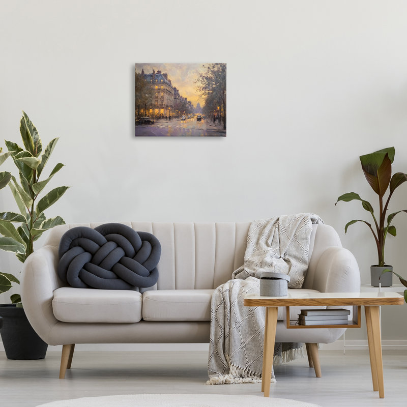 Toile rétro avec vue sur la ville, design par Petal Prints Design, H 16 po x l 20 po