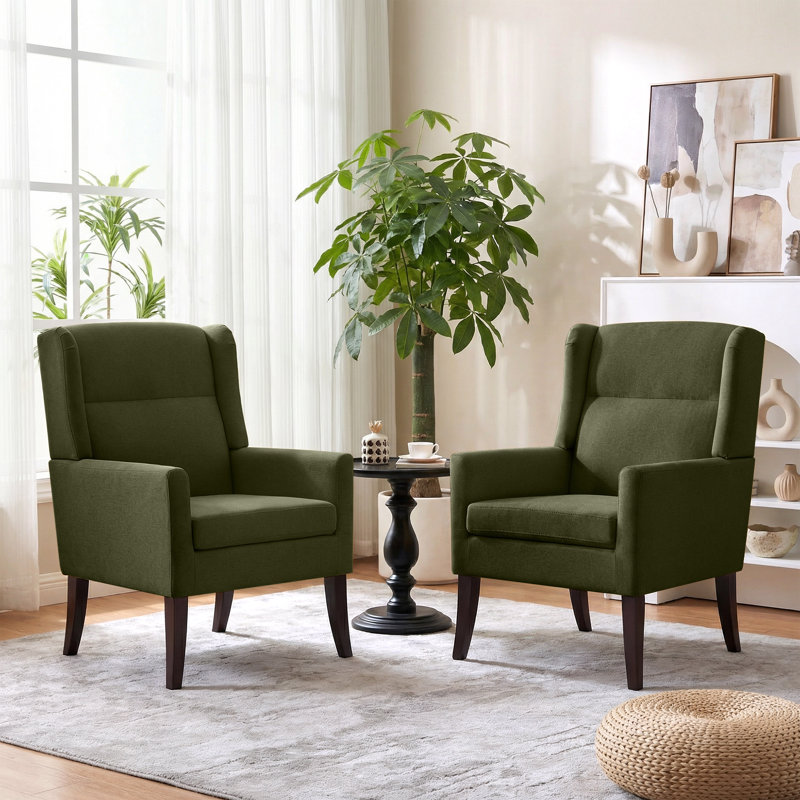 Upholstered Polyester Accent Armchair (Set Of 2), Green