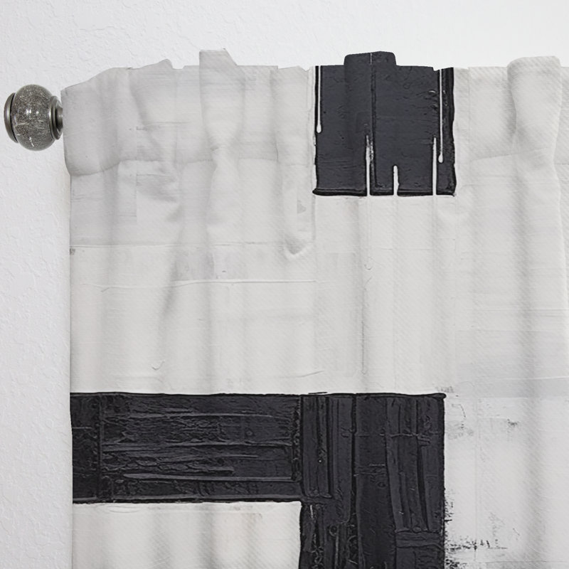 Ducharme Abstract Ebony Echoes - Abstract Shapes Curtain - Velvet Room Darkening - 1 panel, 52" W x 84" L