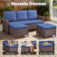 Ensemble de conversation d'extérieur en osier 7 pièces avec canapé, fauteuils pivotants et repose-pieds-694007551