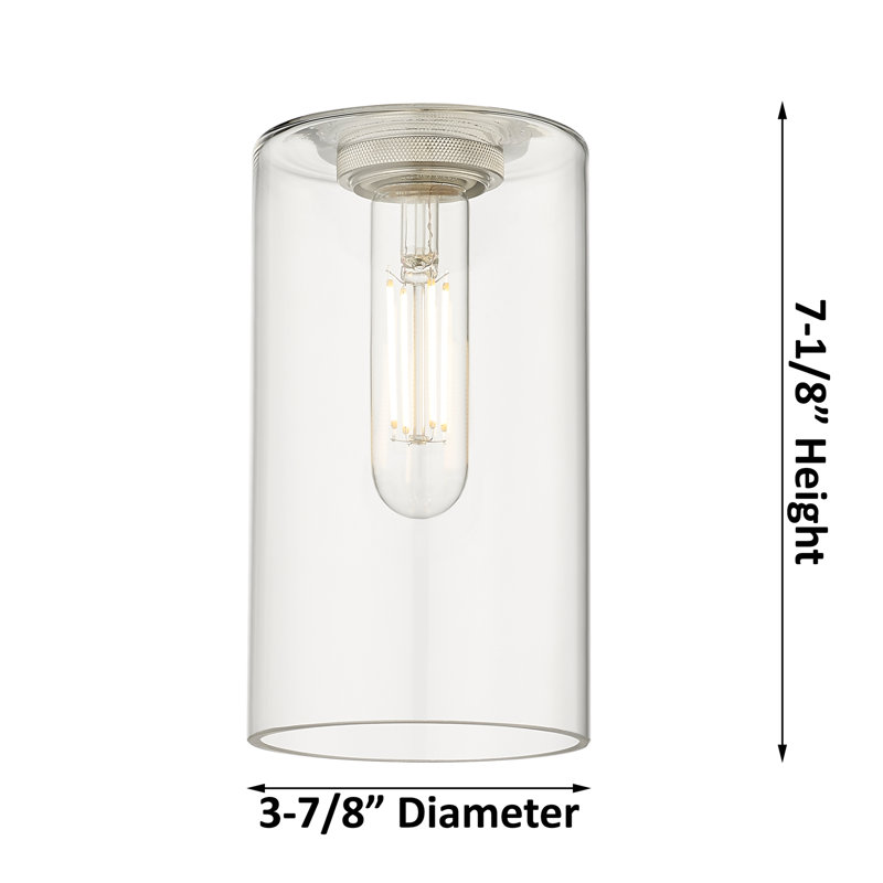 Crown Point 1 Light Flush Mount, Plated Smoke, 9.63" H x 4." W x 4.5 D, Polished Nickel
