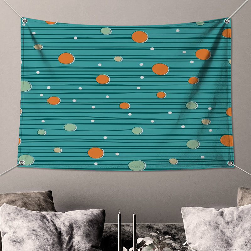 Tapisserie murale à pois - Décoration murale à motifs, H 68 po x l 80 po avec 4 œillets