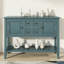 Grande console de rangement rétro Cambridge Series avec quatre petits tiroirs et une tablette inférieure pour le salon-1302979252