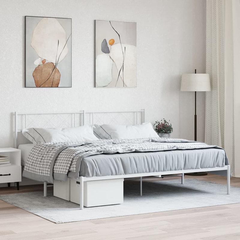 Structure de lit Gracie Oaks, Double, Blanc
