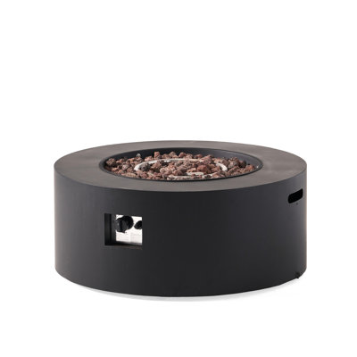 32" Dark Grey Iron Fire Pit, 40,000 - No Assembly Required Easily Round Iron, Easy Ignition System Swiftly