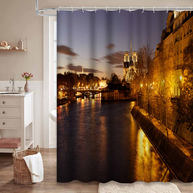 Rideau de douche Paris Night River City, L 72 po x l 78 po