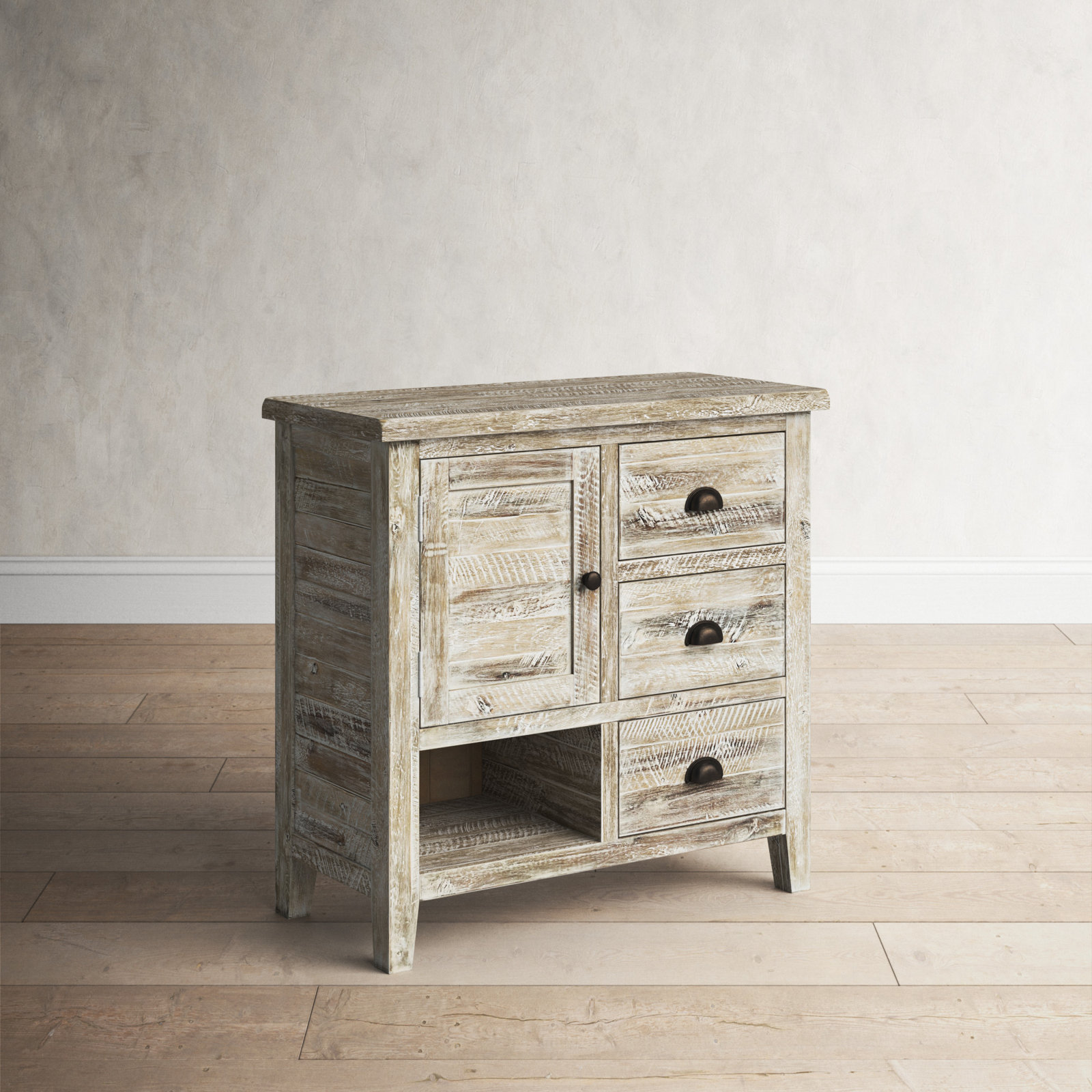 Castile Solid Wood Storage Cabinet, Washed Gray