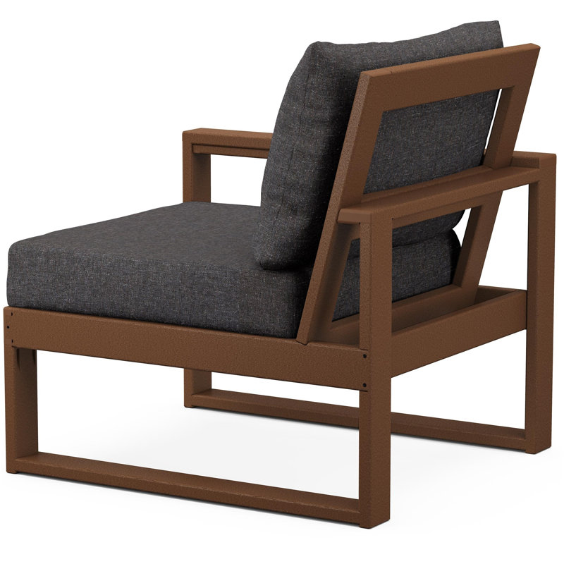 POLYWOOD Outdoor Lounge Chair, Ash Charcoal, Teak