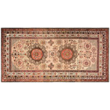Neutral Color Antique Tribal Long and Narrow Size East Turkestan Khotan Rug