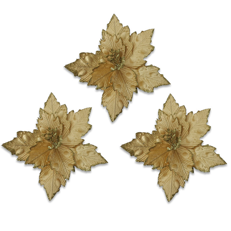 Piquet à poinsettia de 25 cm, Champagne