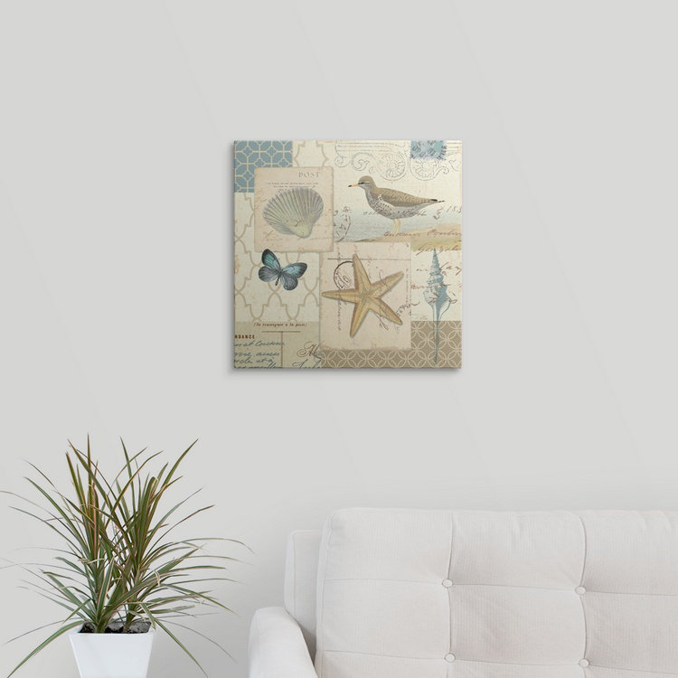 « iv », reproduction d’art sur impression pelletier Coastal Collage, H 35 po x l 35 po x P 1,5 po, Toile