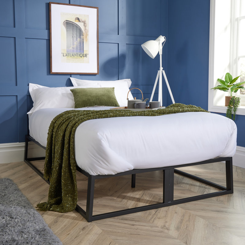 Metal 4Ft Platform Bed Black, Small Double (4')