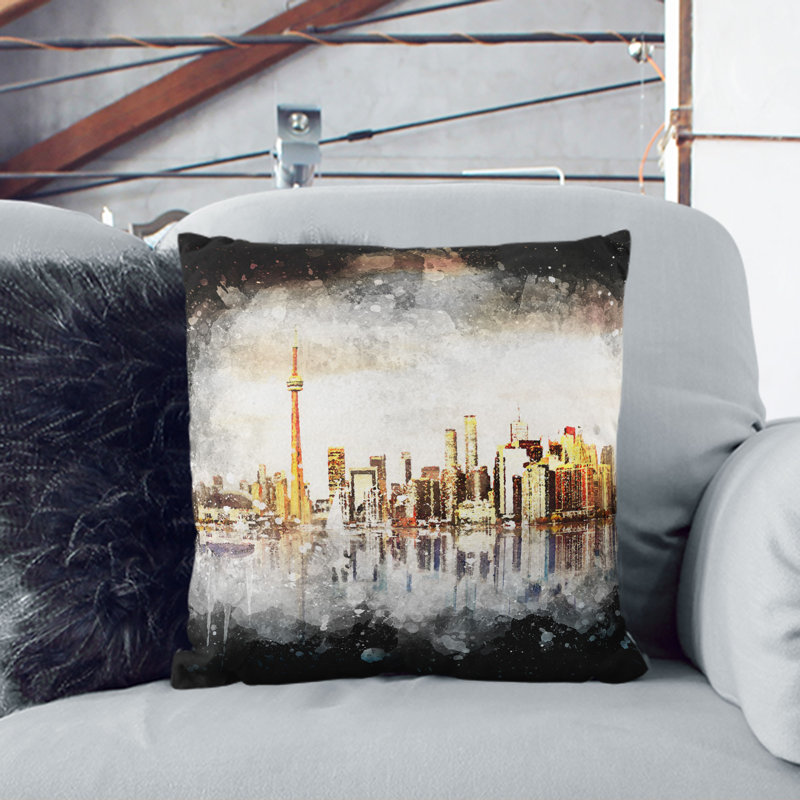 Reflection of the Toronto Skyline Cushion with Filling, 55cm H x 55cm W x 20cm D