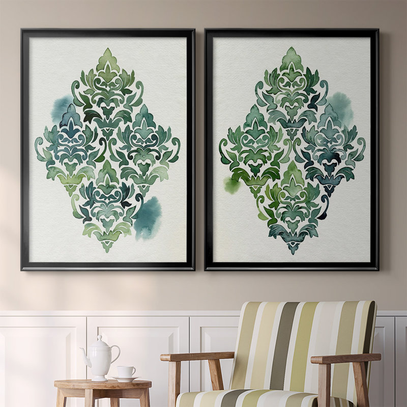 Algae and Azule Motif I - Ensemble de 2 reproductions de cadres photo sur toile, H 24,5 po x l 37 po x P 1,25 po, Noir