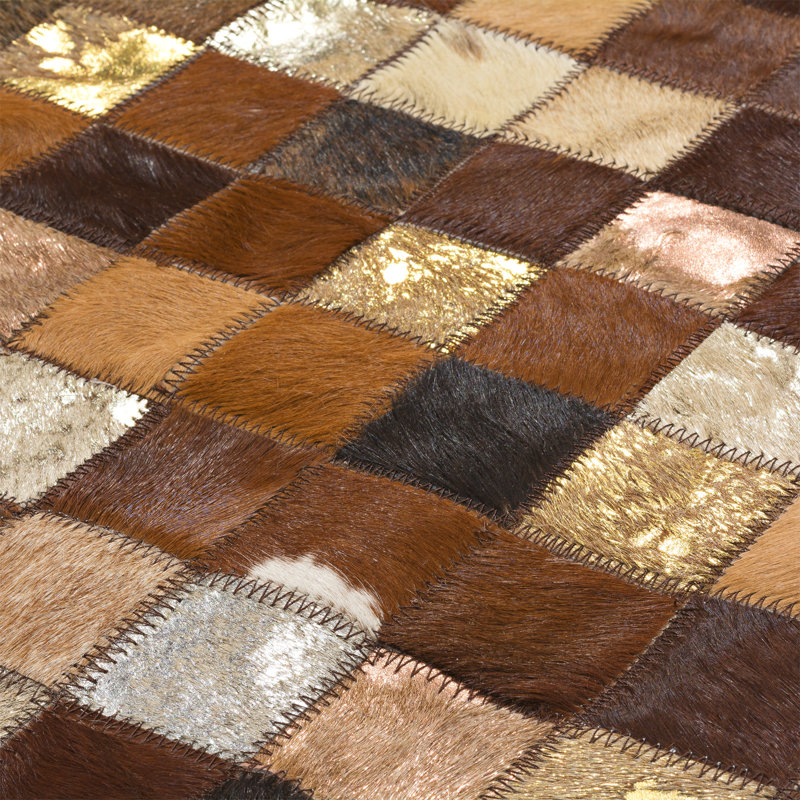 Verona Cowhide Geometric Area Rug, Rectangle 8' x 10'