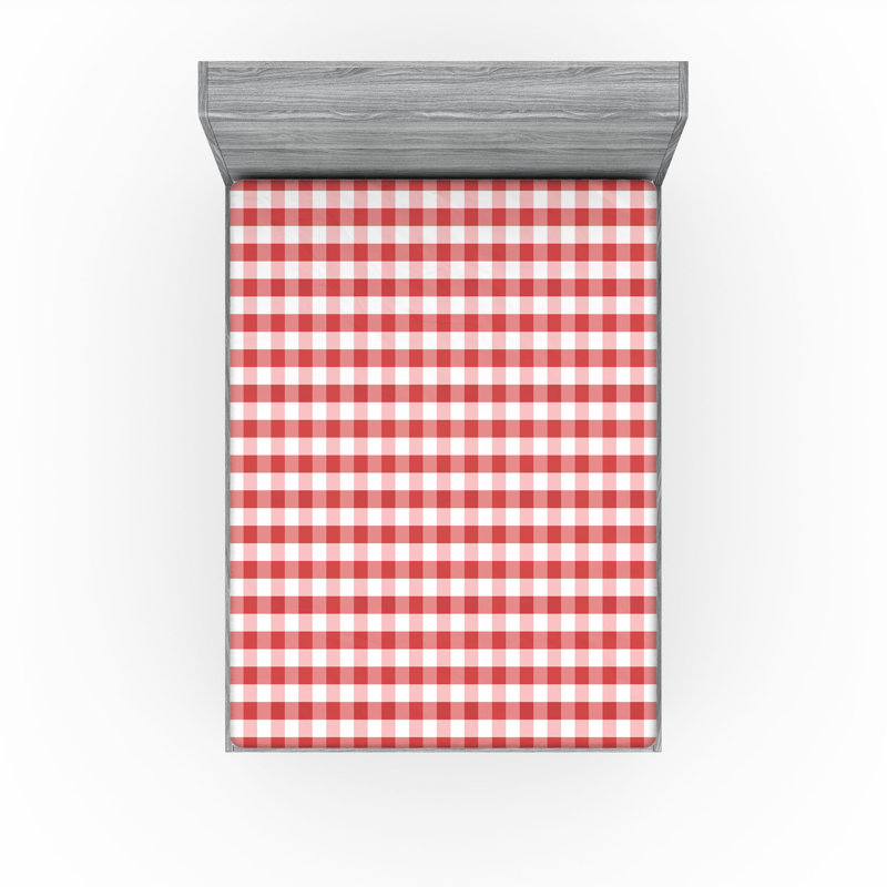 Drap-housse orange Ambesonne, Corail / blanc à carreaux, Drap-housse de taille double