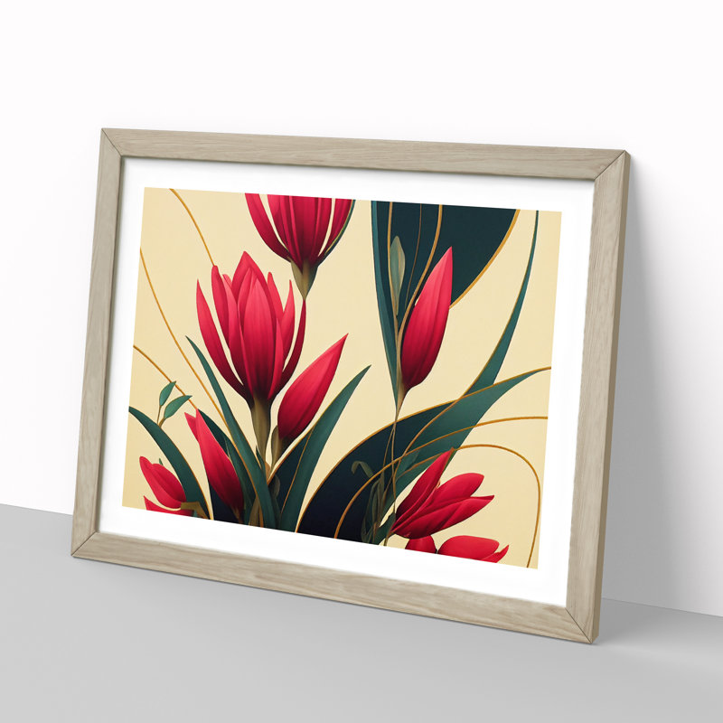 XH1022-8981X The Ravishing Flowers - Single Picture Frame Print, 34cm H x 46cm W x 2cm D, Oak Framed